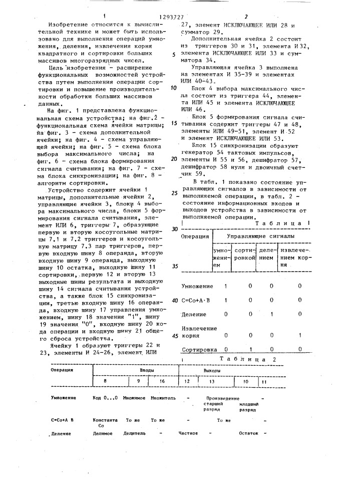 Многофункциональное вычислительное устройство (патент 1293727)