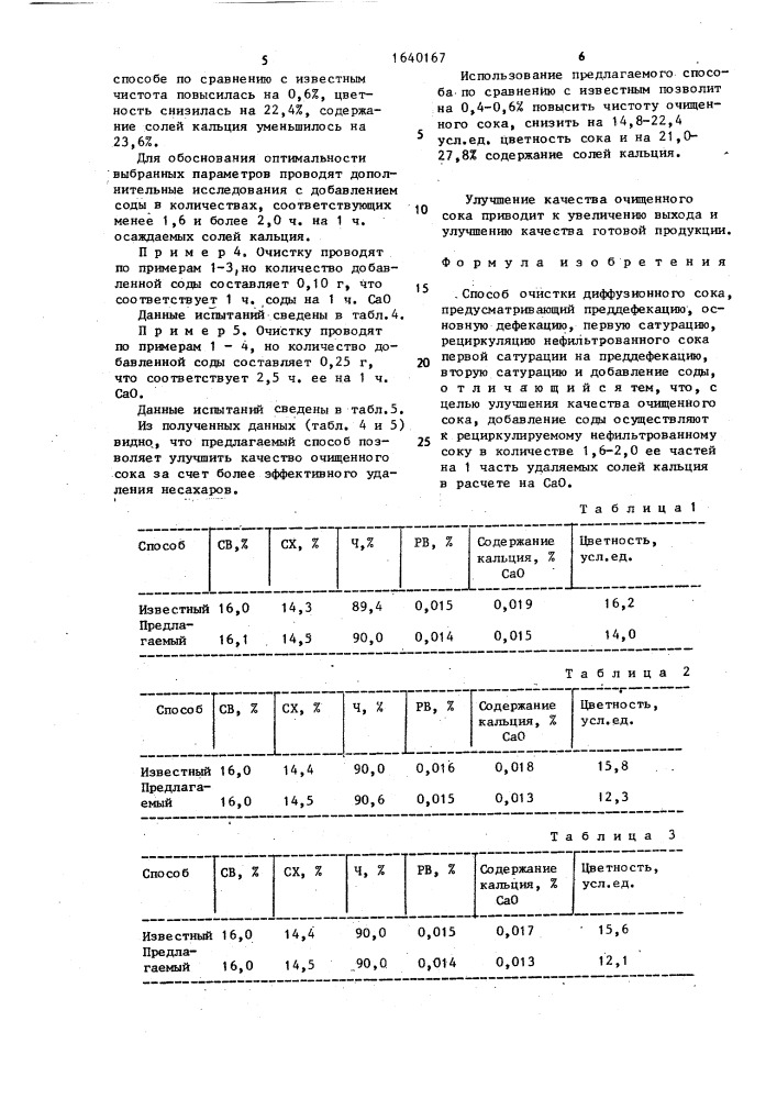 Способ очистки диффузионного сока (патент 1640167)