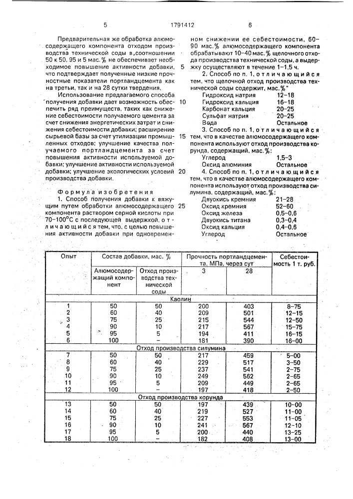 Способ получения добавки к вяжущим (патент 1791412)