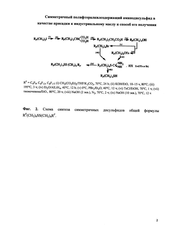 Симметричный полифторалкилсодержащий аминодисульфид в качестве присадки к индустриальному маслу и способ его получения (патент 2625450)