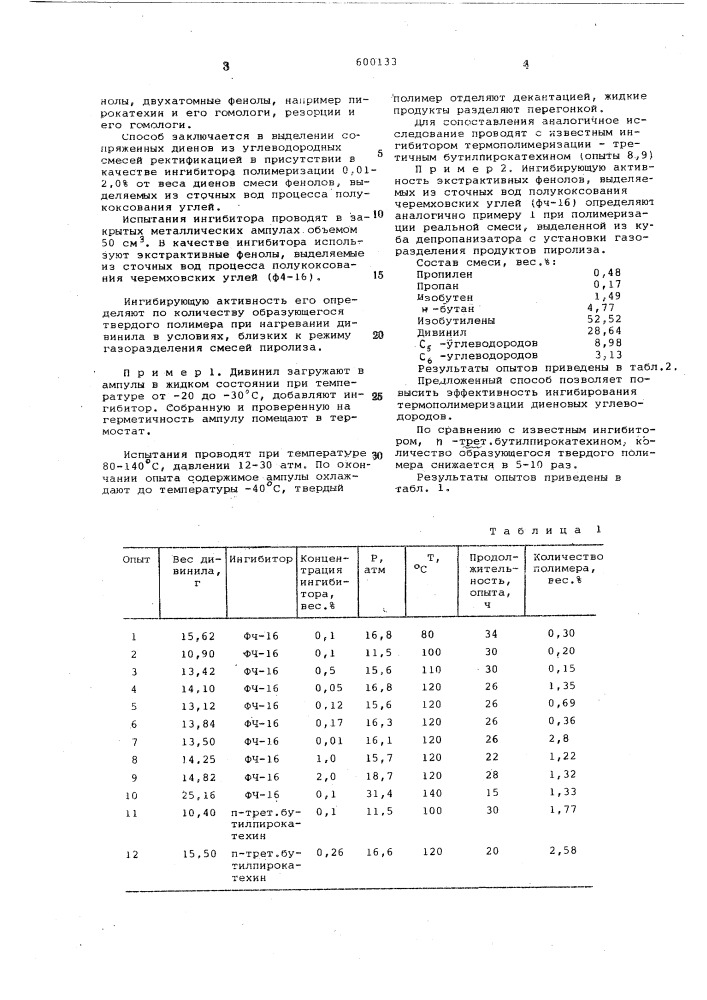 Способ выделения сопряженных диенов (патент 600133)