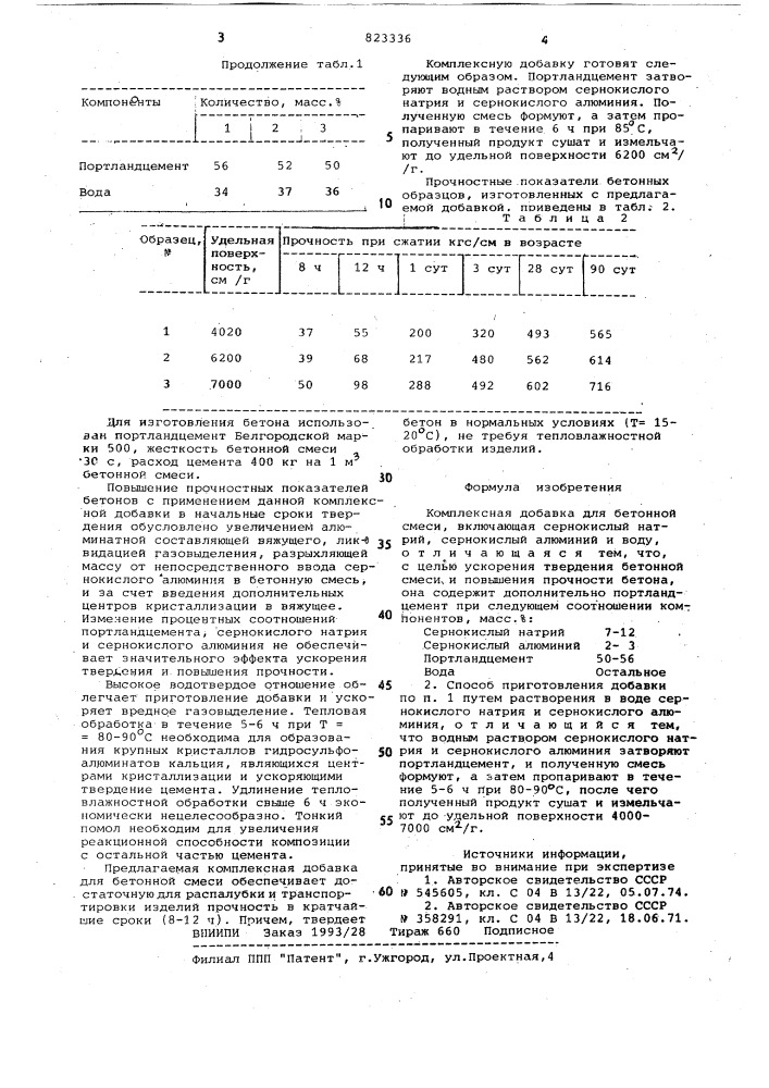 Комплексная добавка для бетонной смесии способ ee приготовления (патент 823336)