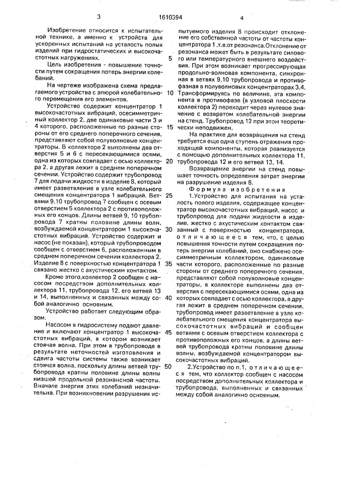 Устройство для испытания на усталость полого изделия (патент 1610394)