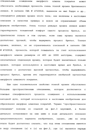 Бритвенное лезвие с аморфным алмазным покрытием (варианты) и способ его изготовления, бритвенный блок (варианты) (патент 2336159)