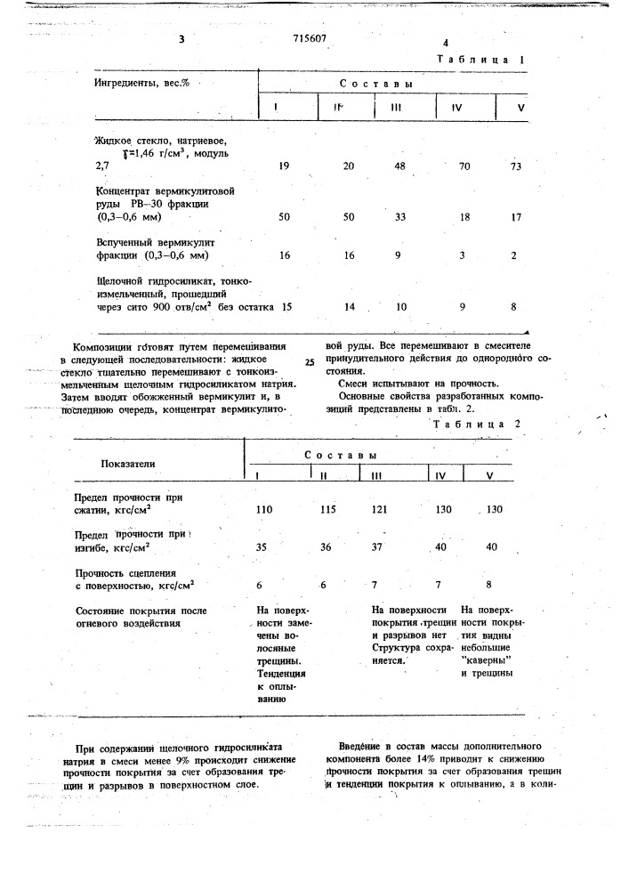 Огнезащитная сырьевая смесь (патент 715607)