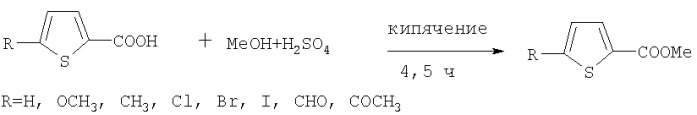 Способ получения метиловых эфиров 2-тиофенкарбоновой кислоты и ее производных (патент 2359968)