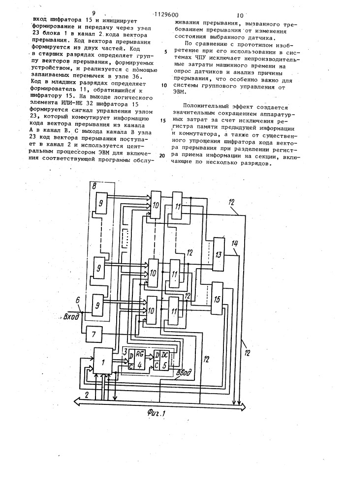 Устройство для сопряжения датчиков с эвм (патент 1129600)