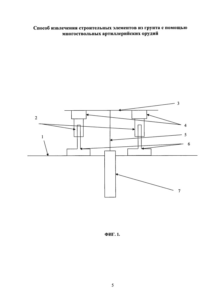 Способ извлечения строительных элементов из грунта с помощью многоствольных артиллерийских орудий (патент 2653198)
