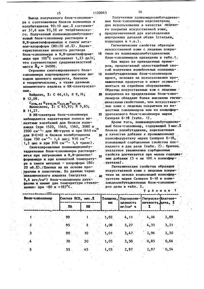 Полиамид-полибутадиеновый блок-сополимер в качестве материала для лицевого покрытия искусственной кожи и способ его получения (патент 1120045)