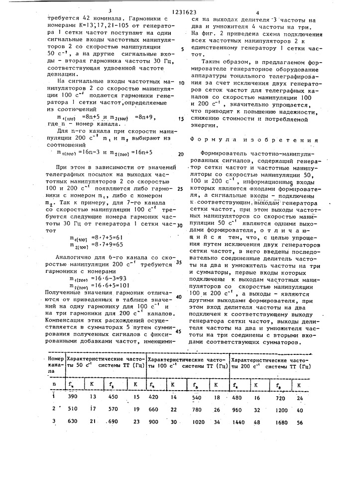 Формирователь частотно-манипулированных сигналов (патент 1231623)