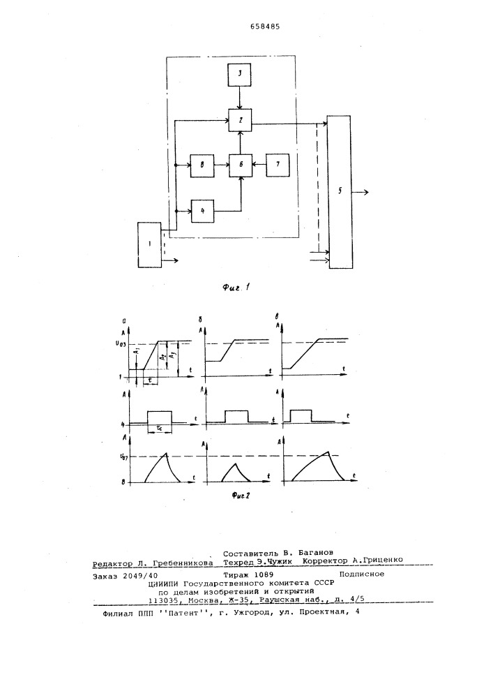 Устройство для контроля амплитуды и длительности фронтов импульсного сигнала (патент 658485)