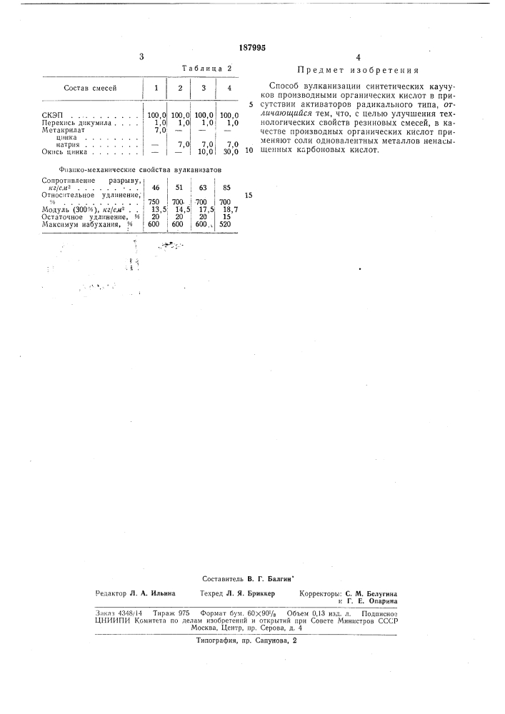 Патент ссср  187995 (патент 187995)