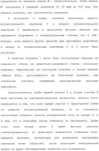 Эмитирующее электроны устройство, источник электронов и устройство отображения с использованием такого устройства и способы изготовления их (патент 2331134)