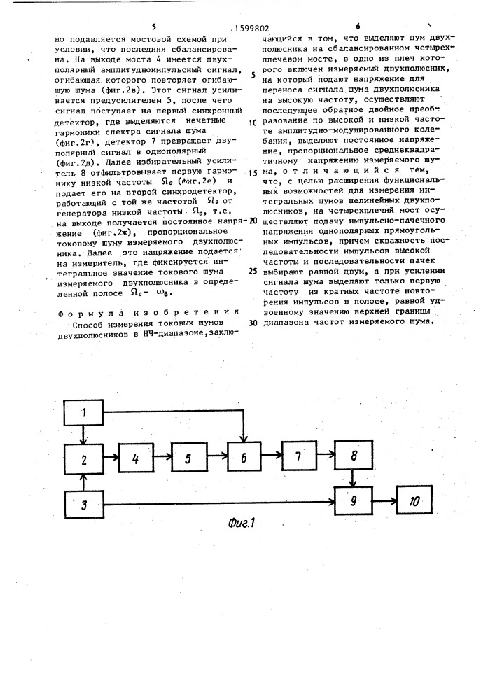 Способ измерения токовых шумов двухполюсников в нч- диапазоне (патент 1599802)
