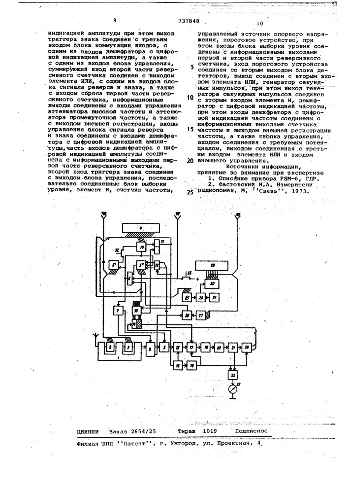 Измеритель помех (патент 737848)