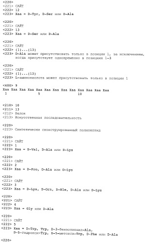 Пептидные аналоги альфа-меланоцитстимулирующего гормона (патент 2496786)