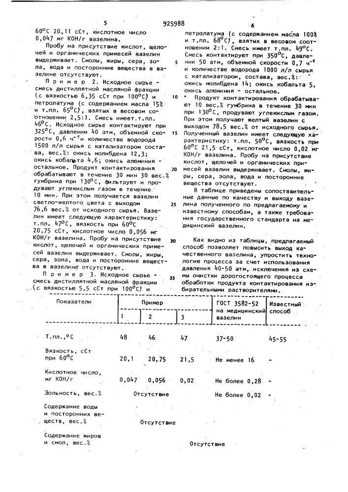 Способ получения вазелина (патент 925988)