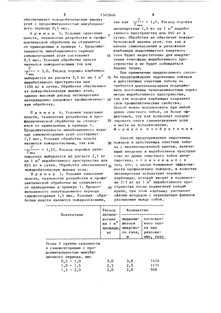 Способ предупреждения эндогенных пожаров в действующих очистных забоях (патент 1502846)