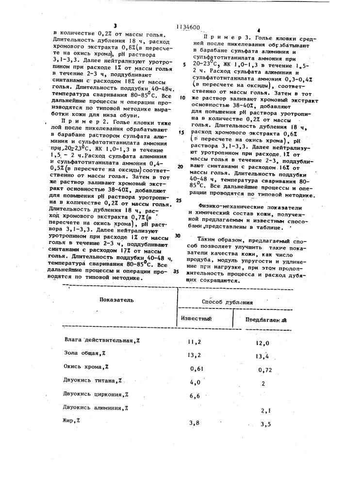 Способ выработки кожи для низа обуви (патент 1134600)