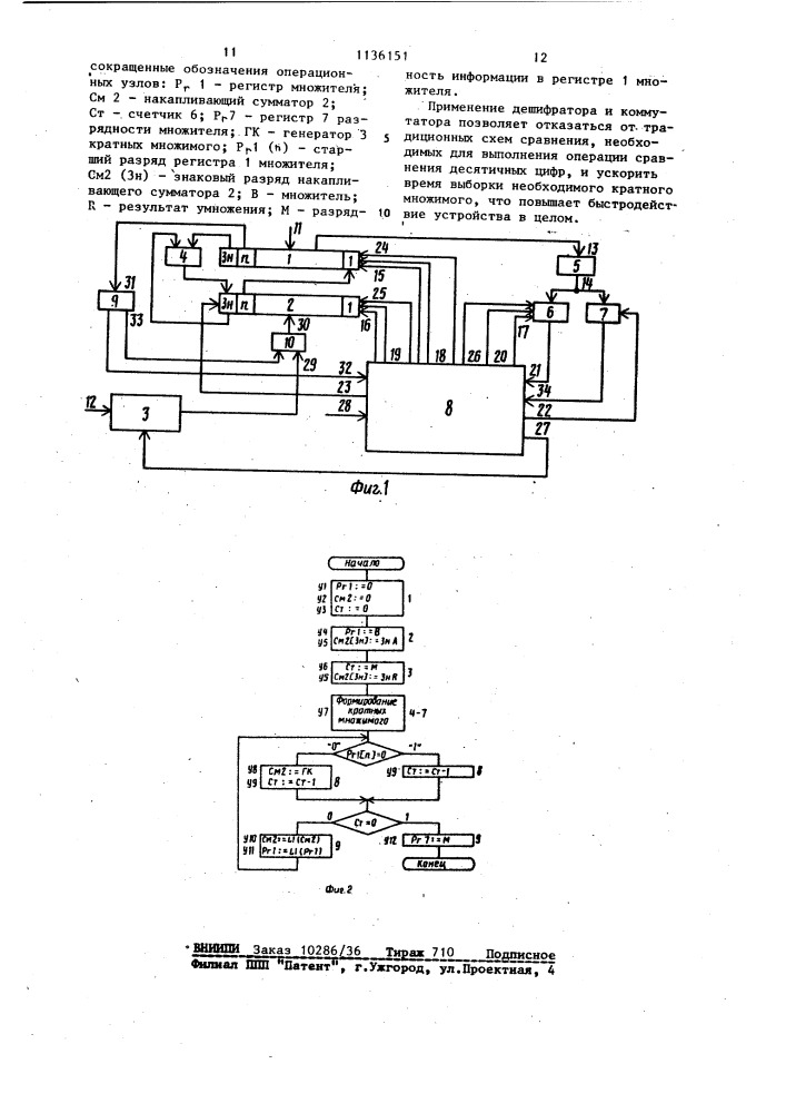 Устройство для умножения (патент 1136151)