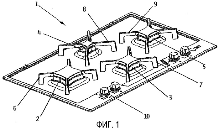 Газовая горелка для бытовых кухонных плит, бытовая кухоная плита и бытовая печь (патент 2313726)