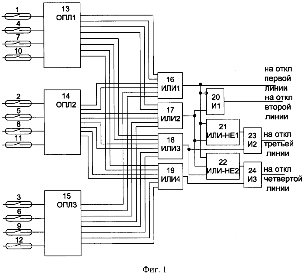 Устройство для защиты четырех параллельных линий (патент 2636801)