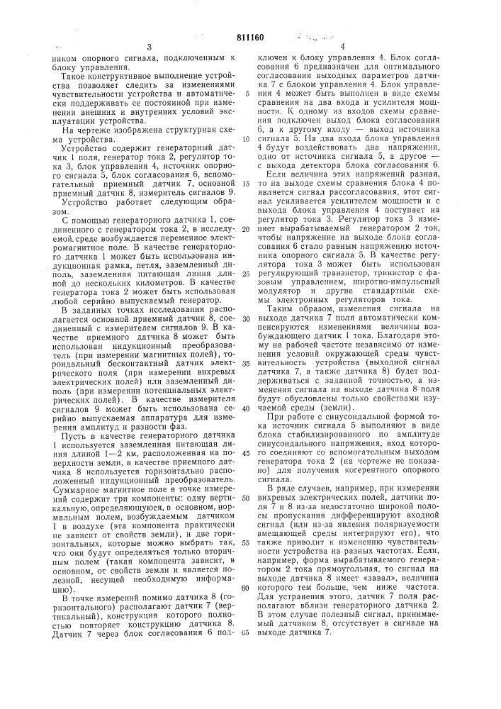 Устройство для геоэлектроразведки (патент 811160)