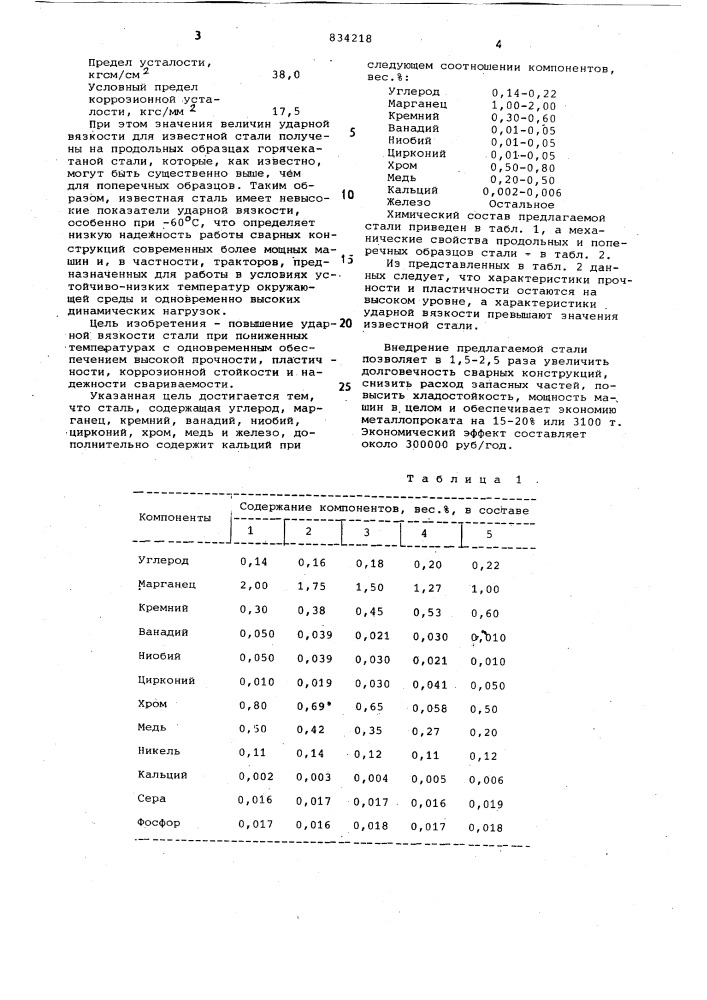 Сталь (патент 834218)