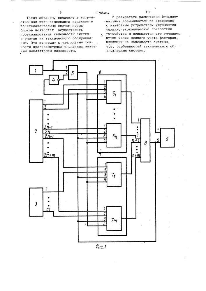 Устройство для прогнозирования надежности восстанавливаемых систем (патент 1198464)