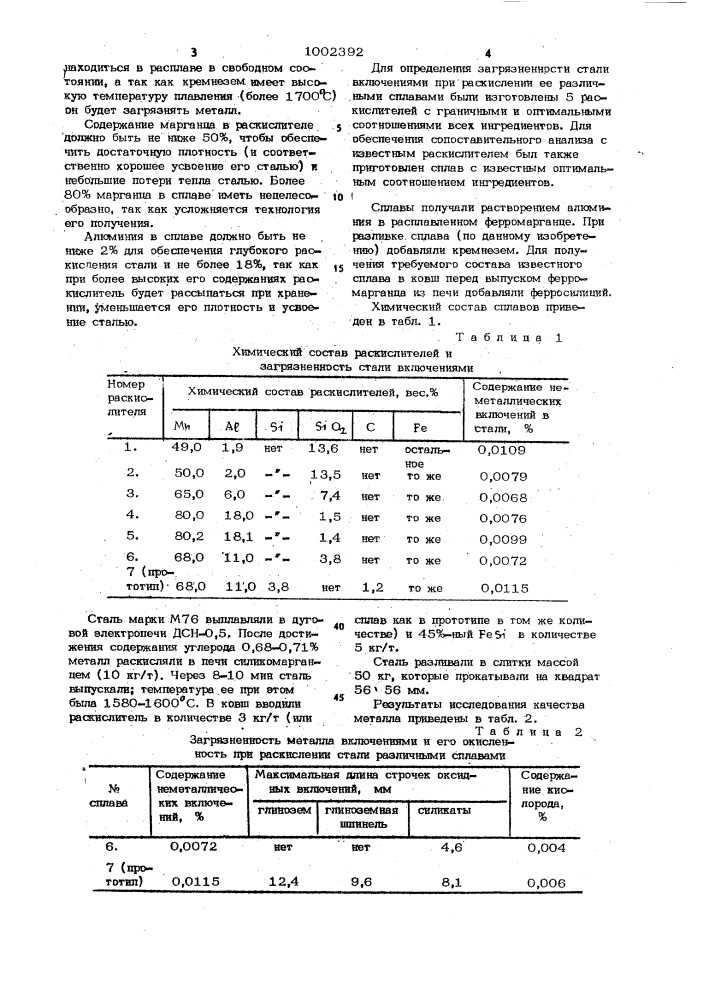 Раскислитель (патент 1002392)