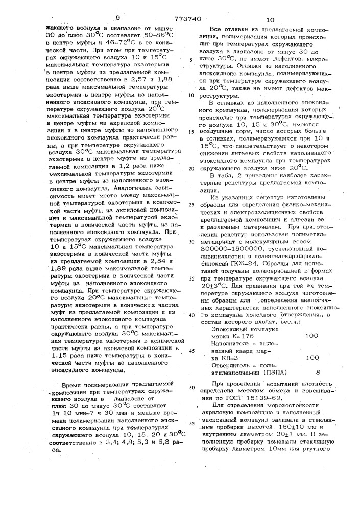 Электроизоляционная композиция холодного отверждения (патент 773740)