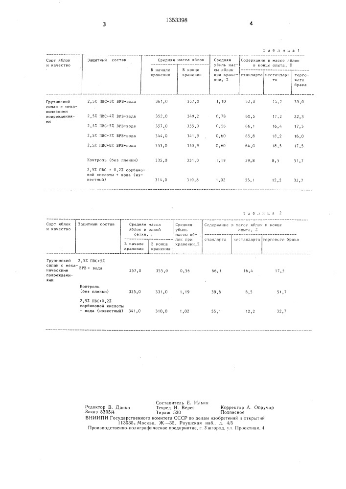 Состав для защиты фруктов от порчи при хранении (патент 1353398)