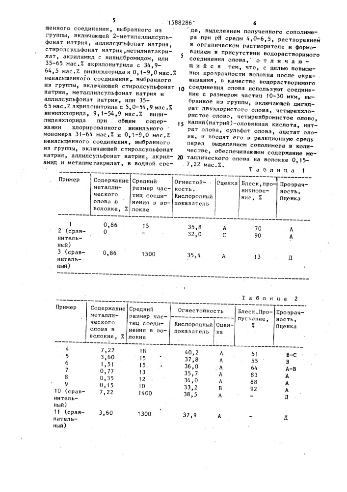 Способ получения огнестойкого волокна (патент 1588286)