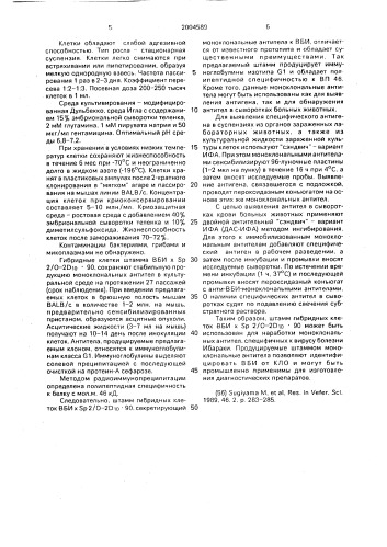 Штамм гибридных культивируемых клеток mus musculus - продуцент моноклональных антител, используемых для диагностики болезни ибараки (патент 2004589)