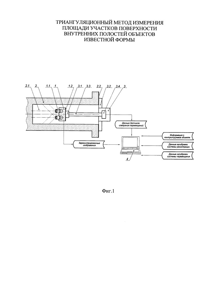 Триангуляционный метод измерения площади участков поверхности внутренних полостей объектов известной формы (патент 2655479)