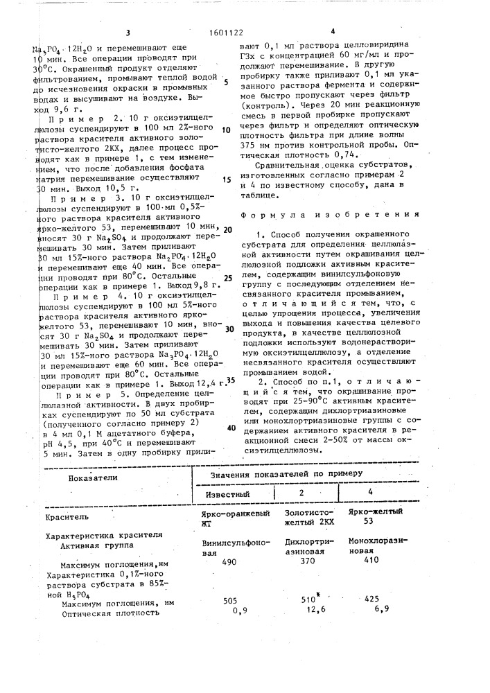 Способ получения окрашенного субстрата для определения целлюлазной активности (патент 1601122)