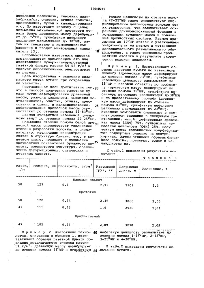 Способ изготовления газетной бумаги (патент 1004511)
