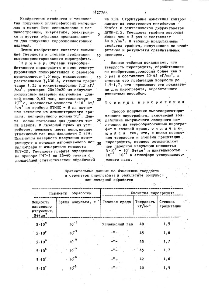 Способ получения высокоориентированного пирографита (патент 1427766)