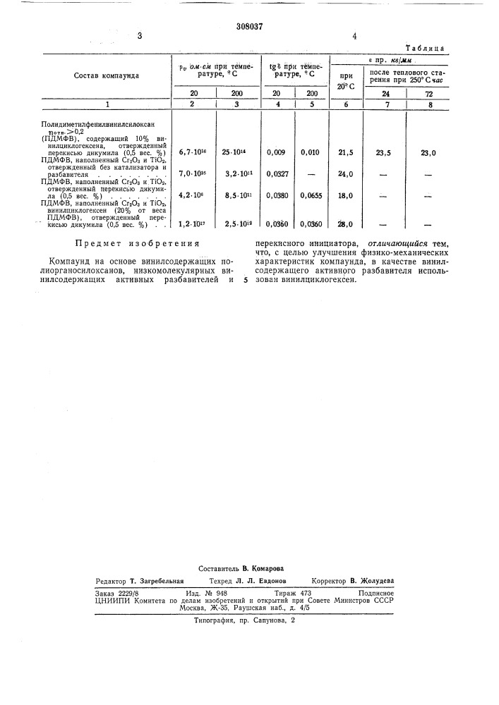 Патент ссср  308037 (патент 308037)