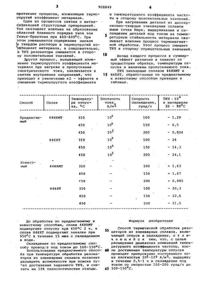 Способ термической обработки резонаторов из элинварных сплавов (патент 908849)