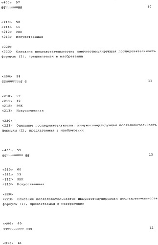 Нуклеиновая кислота формулы (i): glxmgn или (ii): glxmgn, предназначенная для применения прежде всего в качестве иммуностимулятора/адъюванта (патент 2487938)
