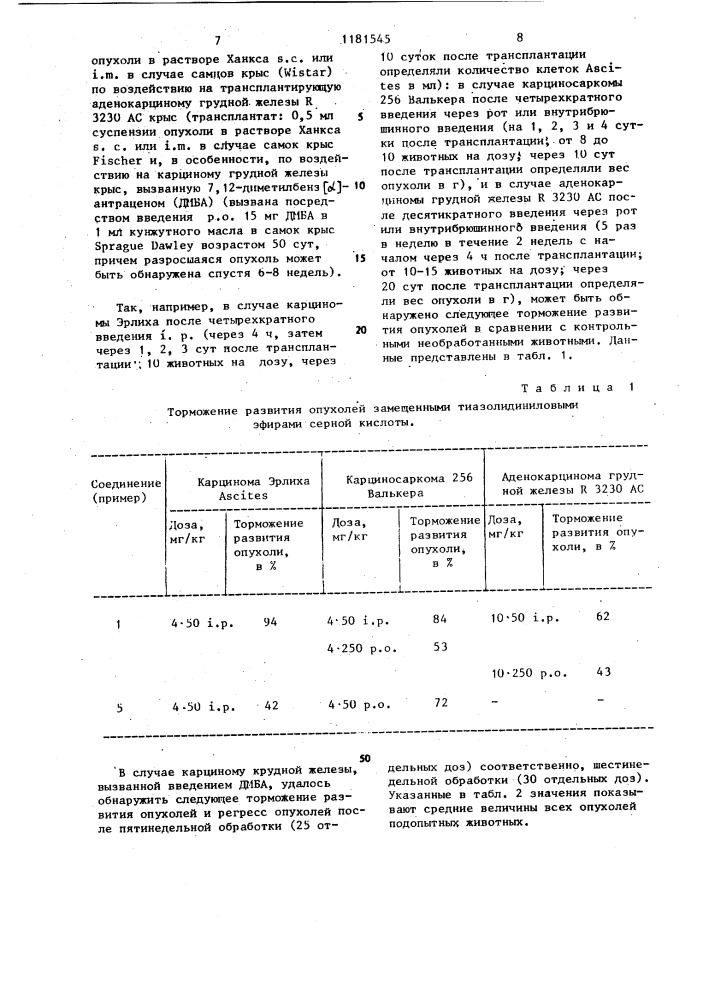 Способ получения замещенных тиазолидиниловых эфиров серной кислоты или их солей (патент 1181545)