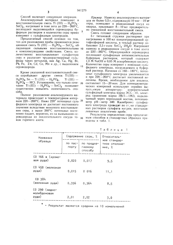 Способ определения серы (патент 941279)