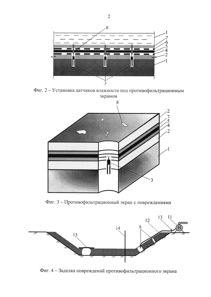 Способ заделки повреждений противофильтрационного экрана (патент 2612431)