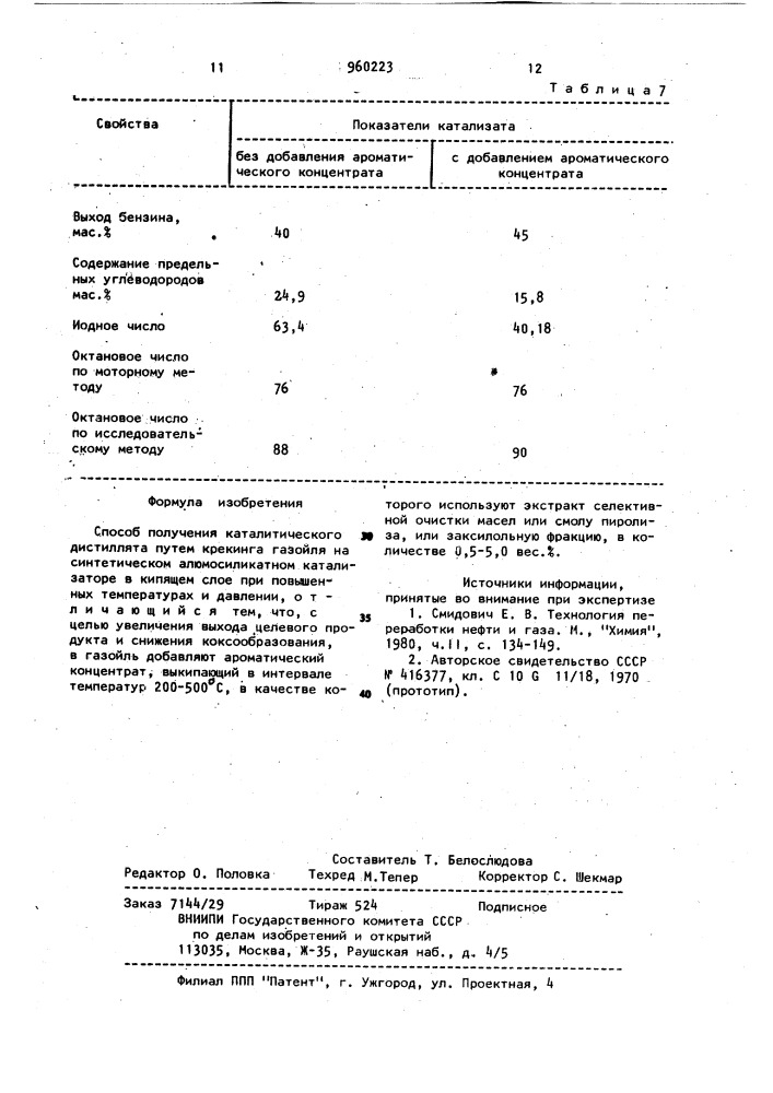 Способ получения каталитического дистиллята (патент 960223)