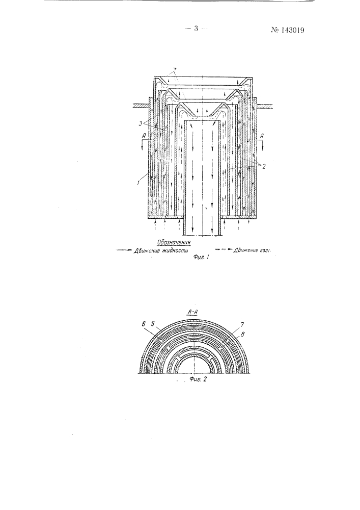 Контактное прямоточное устройство для взаимодействия газа с жидкостью (патент 143019)