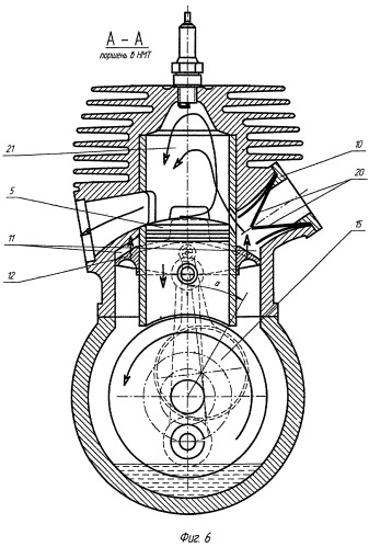 Двухтактный двигатель внутреннего сгорания без кривошипно-камерной продувки (патент 2291309)