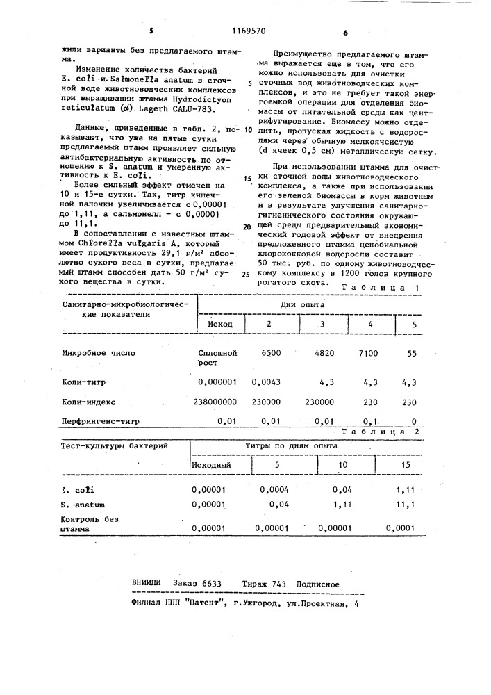 Штамм ценобиальной хлорококковой водоросли @ @ ( @ ) @ @ - 783,используемый для получения зеленой массы и очистки сточных вод (патент 1169570)