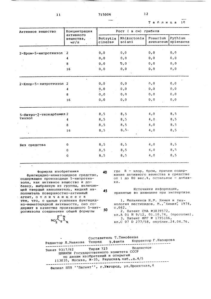 Фунгицидно-нематоцидное средство (патент 715006)