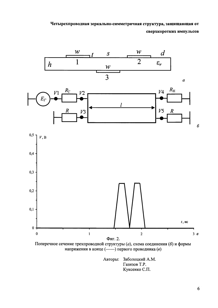 Четырехпроводная зеркально-симметричная структура, защищающая от сверхкоротких импульсов (патент 2624465)